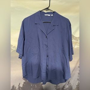 Uniqlo Linen Blend Open Collar Short Sleeve Shirt